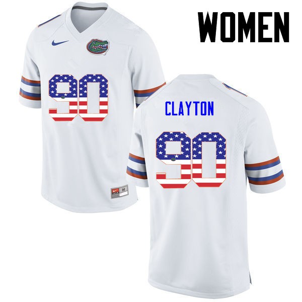 Florida Gators Women #90 Antonneous Clayton College Football USA Flag Fashion White